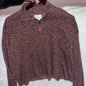 Purple leopard print quarter zip